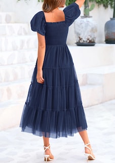 Foto 2 | Foto 2 | Vestido Prettygarden De Tul Midi Fruncido 2025 Azul Marino Para Mujer - Venta Internacional.