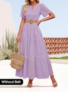 Foto 2 | Foto 2 | Vestido Largo Zesica 2025 De Verano Con Manga Corta Y Cuello En V Para Mujer - Venta Internacional.