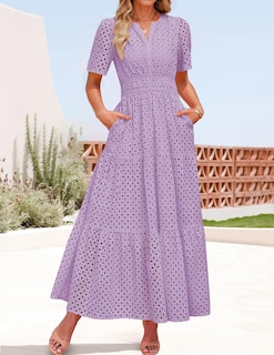 Foto 3 | Foto 3 | Vestido Largo Zesica 2025 De Verano Con Manga Corta Y Cuello En V Para Mujer - Venta Internacional.
