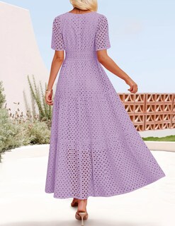 Foto 5 | Foto 5 | Vestido Largo Zesica 2025 De Verano Con Manga Corta Y Cuello En V Para Mujer - Venta Internacional.
