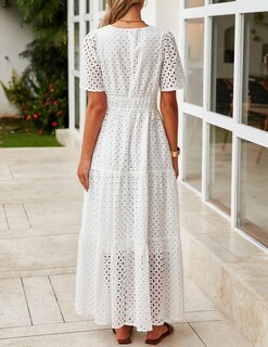 Foto 5 | Foto 5 | Vestido Largo Zesica 2025 De Verano Con Manga Corta Y Cuello En V Para Mujer - Venta Internacional.