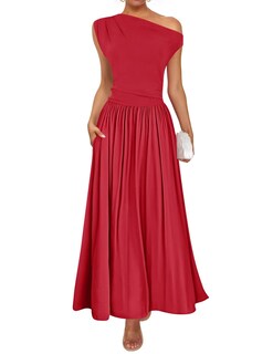 Foto 1 | Foto 1 | Vestido Largo Zesica Summer 2025 Con Un Solo Hombro Rojo Para Mujer - Venta Internacional.