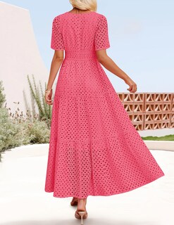 Foto 5 | Foto 5 | Vestido Largo Zesica 2025 De Verano Con Manga Corta Y Cuello En V Para Mujer - Venta Internacional.