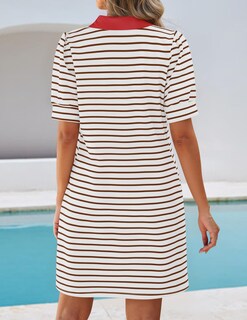 Foto 4 | Foto 4 | Vestido Zesica Minivestido Casual De Verano A Rayas Con Cuello En V Para Mujer - Venta Internacional.