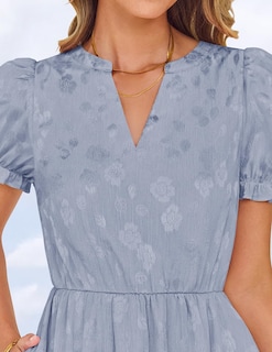 Foto 6 | Foto 6 | Vestido Midi Zesica Para Mujer, Verano 2025, Manga Corta, Cuello En V - Venta Internacional.