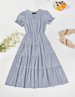 Foto 7 | Foto 7 | Vestido Midi Zesica Para Mujer, Verano 2025, Manga Corta, Cuello En V - Venta Internacional.