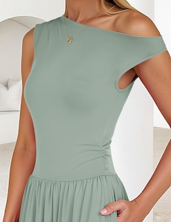 Foto 5 | Foto 5 | Vestido Largo Zesica Summer 2025 Con Un Solo Hombro Casual Para Mujer - Venta Internacional.