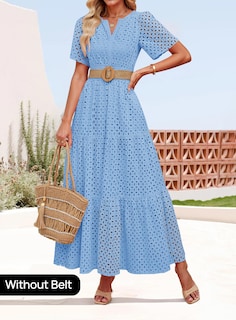 Foto 2 | Foto 2 | Vestido Largo Zesica 2025 De Verano Con Manga Corta Y Cuello En V Para Mujer - Venta Internacional.