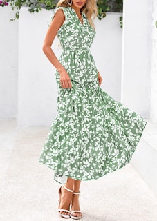 Foto 4 | Foto 4 | Vestido Midi Prettygarden Para Mujer Con Cuello En V Con Estampado Floral De Verano 2025 - Venta Internacional.