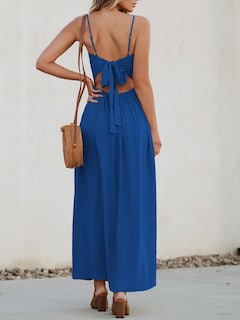 Foto 2 | Foto 2 | Vestido Largo Cupshe Con Cuello En V Retorcido, Sin Mangas, Recorte, Azul Real - Venta Internacional.