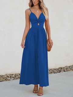 Foto 5 | Foto 5 | Vestido Largo Cupshe Con Cuello En V Retorcido, Sin Mangas, Recorte, Azul Real - Venta Internacional.