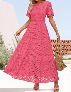 Foto 6 | Foto 6 | Vestido Largo Zesica 2025 De Verano Con Manga Corta Y Cuello En V Para Mujer - Venta Internacional.