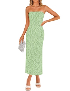 Foto 1 | Foto 1 | Vestido Zesica 2025 Summer Boho Floral Con Hombros Descubiertos Verde - Venta Internacional.