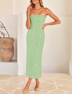 Foto 2 | Foto 2 | Vestido Zesica 2025 Summer Boho Floral Con Hombros Descubiertos Verde - Venta Internacional.