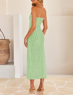 Foto 4 | Foto 4 | Vestido Zesica 2025 Summer Boho Floral Con Hombros Descubiertos Verde - Venta Internacional.