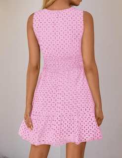 Foto 4 | Foto 4 | Vestido Zesica Para Mujer, Sin Mangas, Cuello En V, Ojales, Color Rosa - Venta Internacional.