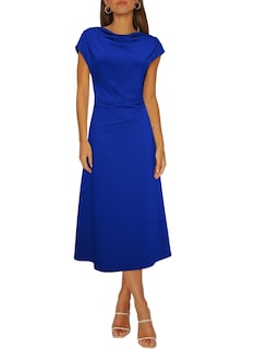 Foto 1 | Foto 1 | Vestido Happy Sailed Azul Oscuro Con Cuello Vuelto Y Manga Corta Para Mujer - Venta Internacional.