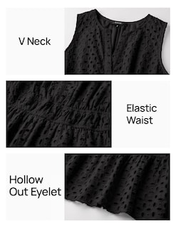 Foto 5 | Foto 5 | Vestido De Verano Zesica Sin Mangas Con Cuello En V Y Ojales, Negro - Venta Internacional.