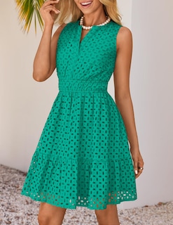 Foto 2 | Foto 2 | Vestido De Verano Zesica Sin Mangas Con Cuello En V Y Ojales Verde Para Mujer - Venta Internacional.