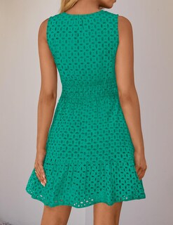 Foto 4 | Foto 4 | Vestido De Verano Zesica Sin Mangas Con Cuello En V Y Ojales Verde Para Mujer - Venta Internacional.