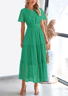 Foto 7 | Foto 7 | Vestido Largo Prettygarden 2025, Verano, Cuello En V, Ojales, Verde - Venta Internacional.