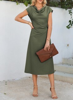 Foto 7 | Foto 7 | Vestido Formal Happy Sailed, Cuello Vuelto, Cintura Fruncida, Verde - Venta Internacional.