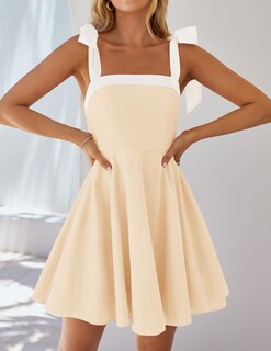 Foto 6 | Foto 6 | Vestido Zesica Para Mujer 2025, Estilo Bohemio, Cuello Cuadrado, Color Albaricoque - Venta Internacional.