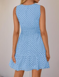 Foto 4 | Foto 4 | Vestido De Verano Zesica Sin Mangas Con Cuello En V Y Ojales Azul Claro Para Mujer - Venta Internacional.