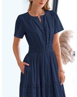 Foto 7 | Foto 7 | Vestido Casual Btfbm Para Mujer, Verano 2025, Cuello En V, Azul Marino, Mediano - Venta Internacional.