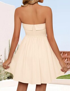 Foto 4 | Foto 4 | Vestido De Verano Zesica Mini 2025 Sin Tirantes Con Hombros Descubiertos, Color Albaricoque - Venta Internacional.