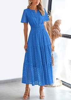 Foto 4 | Foto 4 | Vestido Largo Prettygarden 2025, Verano, Cuello En V, Con Ojales, Azul, Talla Pequeña - Venta Internacional.