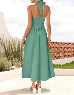 Foto 3 | Foto 3 | Vestido De Verano Zesica, Sin Mangas, Halter, Midi, Playa, Salvia, Para Mujer - Venta Internacional.