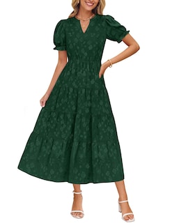 Foto 1 | Foto 1 | Vestido Zesica Para Mujer, Verano 2025, Manga Corta, Manga Corta, Midi, Verde - Venta Internacional.