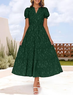 Foto 3 | Foto 3 | Vestido Zesica Para Mujer, Verano 2025, Manga Corta, Manga Corta, Midi, Verde - Venta Internacional.