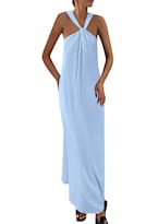 Vestido De Verano Prettygarden 2025 Para Mujer, Sin Mangas, Con Tiras, Azul - Venta Internacional.