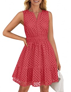 Foto 1 | Foto 1 | Vestido De Verano Zesica Sin Mangas Con Cuello En V Y Ojales, Sandía - Venta Internacional.