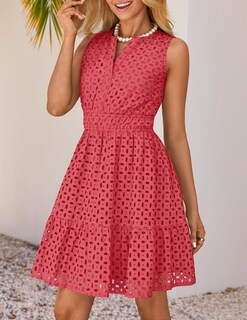Foto 2 | Foto 2 | Vestido De Verano Zesica Sin Mangas Con Cuello En V Y Ojales, Sandía - Venta Internacional.