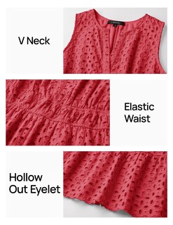 Foto 5 | Foto 5 | Vestido De Verano Zesica Sin Mangas Con Cuello En V Y Ojales, Sandía - Venta Internacional.