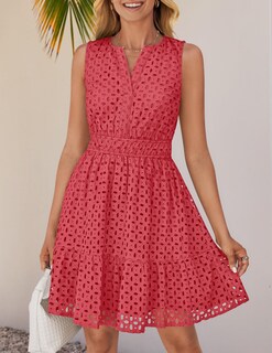 Foto 7 | Foto 7 | Vestido De Verano Zesica Sin Mangas Con Cuello En V Y Ojales, Sandía - Venta Internacional.