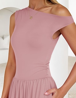Foto 5 | Foto 5 | Vestido Largo Zesica Summer 2025 Con Un Solo Hombro, Rosa - Venta Internacional.
