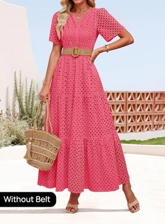 Foto 2 | Foto 2 | Vestido Largo Zesica 2025 De Verano Con Manga Corta Y Cuello En V Para Mujer - Venta Internacional.