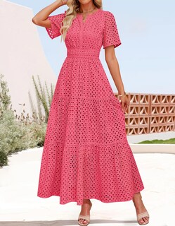 Foto 4 | Foto 4 | Vestido Largo Zesica 2025 De Verano Con Manga Corta Y Cuello En V Para Mujer - Venta Internacional.