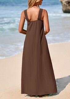 Foto 2 | Foto 2 | Vestido De Verano Prettygarden 2025, Holgado, Caqui Oscuro, Con Tiras, Para Mujer - Venta Internacional.