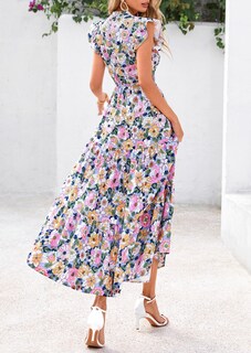 Foto 2 | Foto 2 | Vestido Midi Prettygarden Para Mujer Con Cuello En V Con Estampado Floral De Verano 2025 - Venta Internacional.