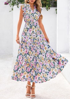 Foto 3 | Foto 3 | Vestido Midi Prettygarden Para Mujer Con Cuello En V Con Estampado Floral De Verano 2025 - Venta Internacional.