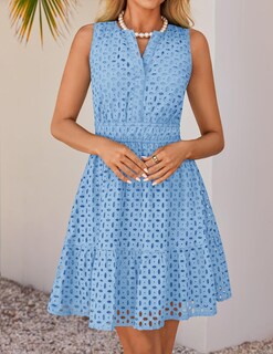 Foto 3 | Foto 3 | Vestido Zesica Para Mujer, Sin Mangas, Cuello En V, Cintura Alta - Venta Internacional.