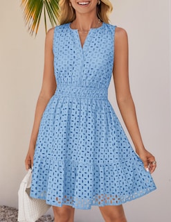 Foto 7 | Foto 7 | Vestido Zesica Para Mujer, Sin Mangas, Cuello En V, Cintura Alta - Venta Internacional.