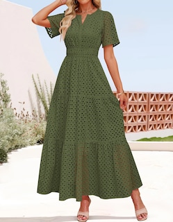 Foto 4 | Foto 4 | Vestido Largo Zesica 2025 De Verano Con Manga Corta Y Cuello En V Para Mujer - Venta Internacional.