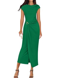 Foto 1 | Foto 1 | Vestido De Verano Zesica 2025 Para Mujer, Cuello Alto, Ajustado, Verde - Venta Internacional.