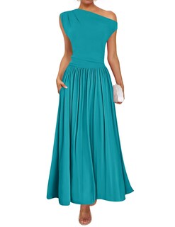 Foto 1 | Foto 1 | Vestido Largo Zesica Summer 2025 Con Un Solo Hombro, Verde Azulado Para Mujer - Venta Internacional.